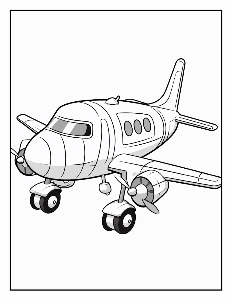 Lámina real de un avión de dos motores y hélices