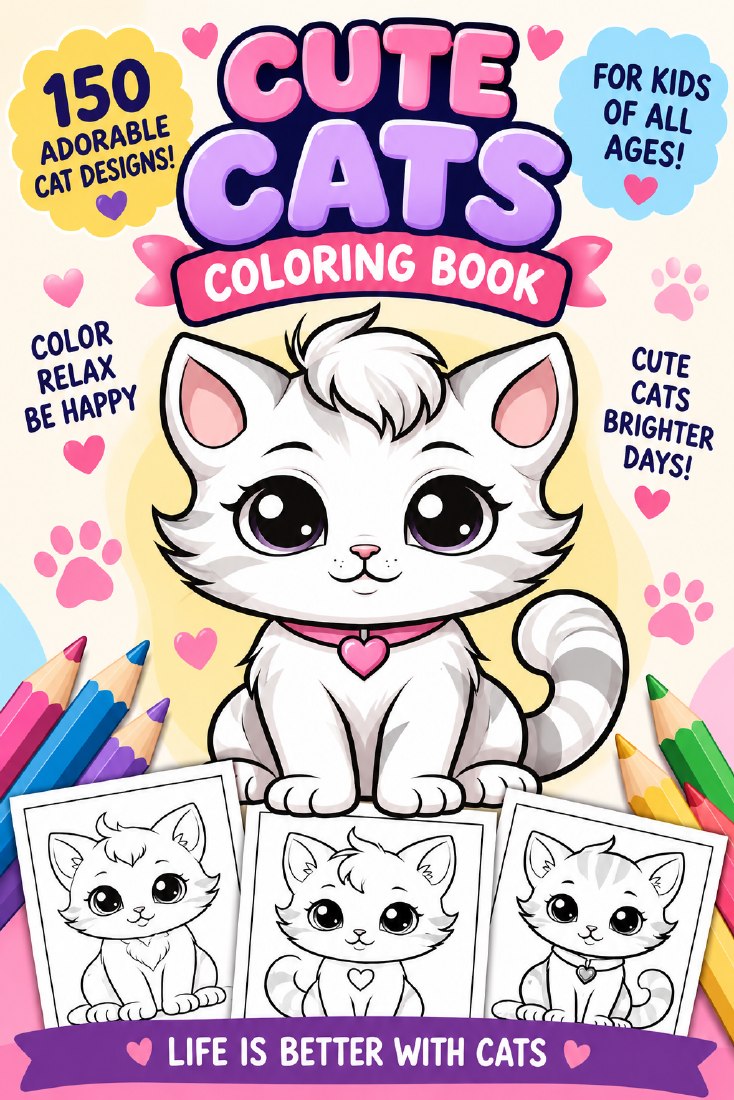 Portada original del ebook de gatos para colorear