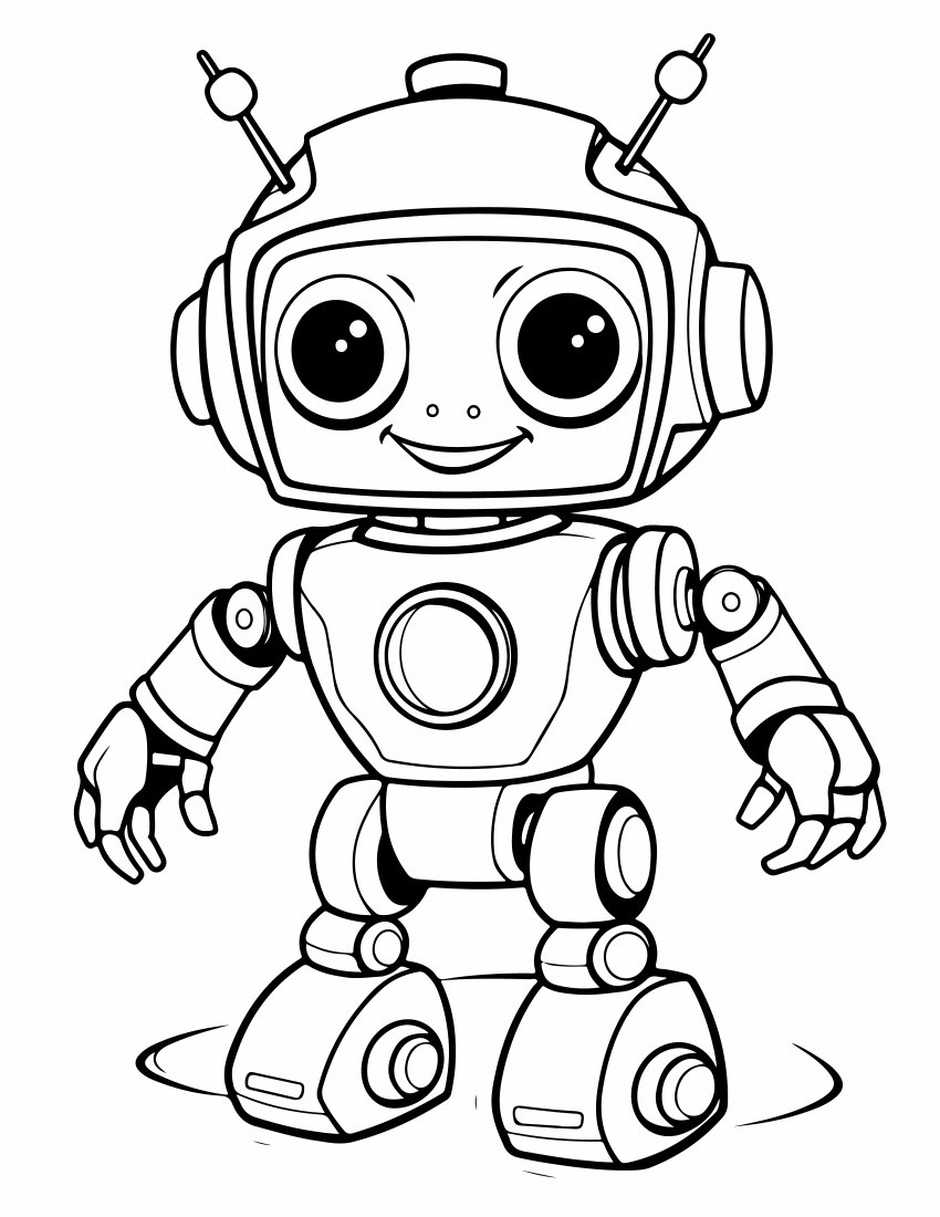 Lámina 1 real del ebook de robots para colorear