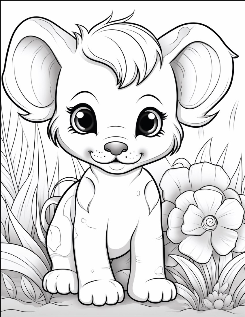Lámina 1 real del ebook de animales de safari para colorear