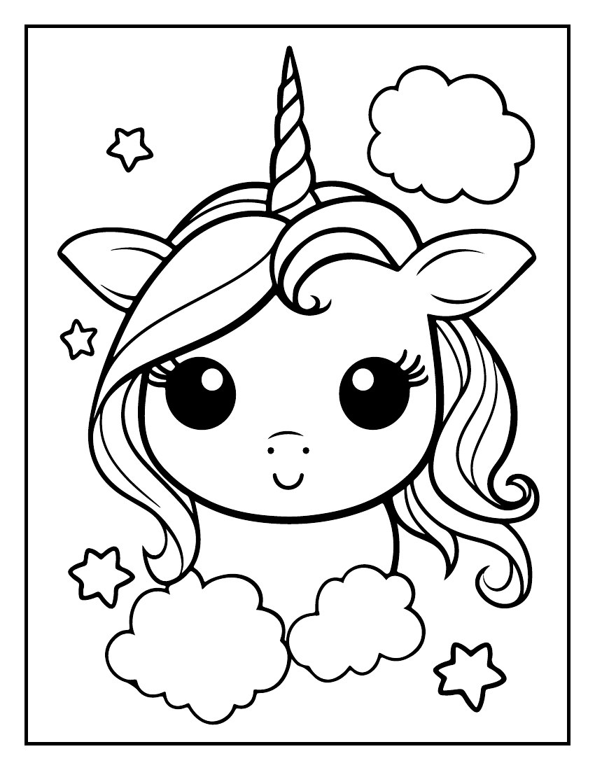 Lámina 64 real del ebook de unicornios para colorear
